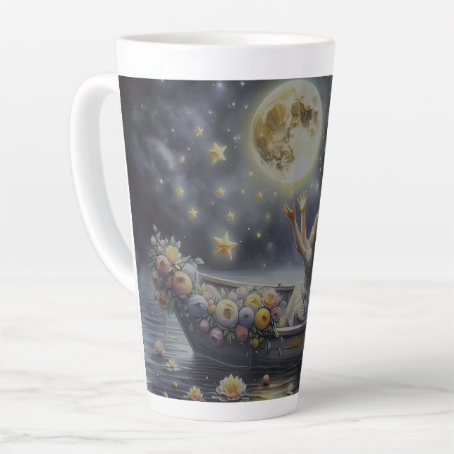 Caneca De Café Latte Whimsical Girl Moon Dream Fantasy Scene (Ângulo esquerdo)