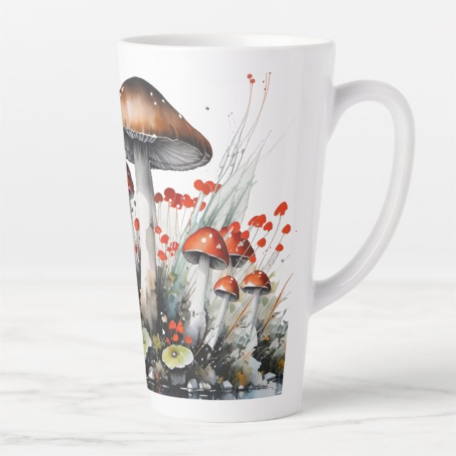 Caneca De Café Latte Whimsical Mushroom Fungi Patch (Direita)