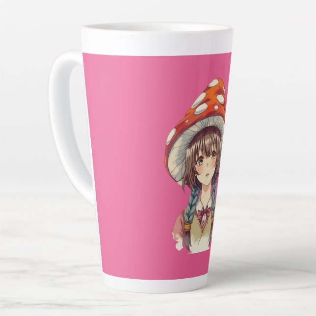 Caneca De Café Latte Whimsical Mushroom Hat Fantasy Nature Gift (Ângulo esquerdo)