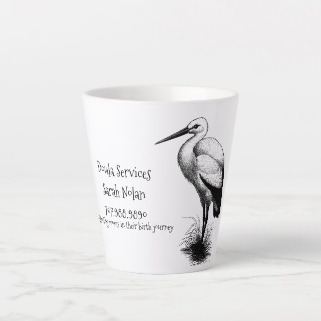 Caneca De Café Latte Whimsical Stork Doula Promocional (Frente)