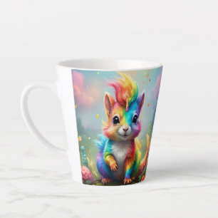 Caneca De Café Latte Whiskers of Wonder: O Esquilo Arco-Íris Unicórnio