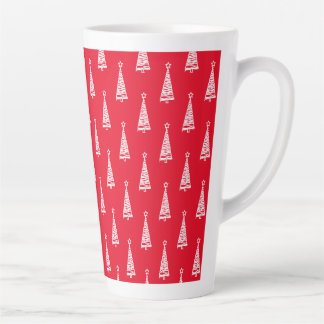 Caneca De Café Latte White Abstract Christmas Tree Star Red