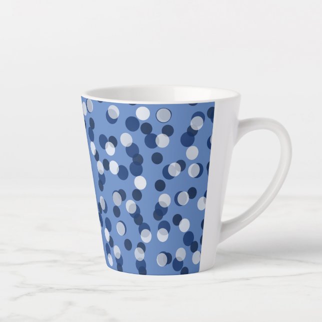 Caneca De Café Latte white and blue polka dot (Direita)
