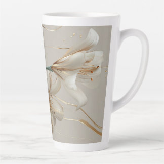 Caneca De Café Latte White Lily Gold Minimalist Elegant Neutral