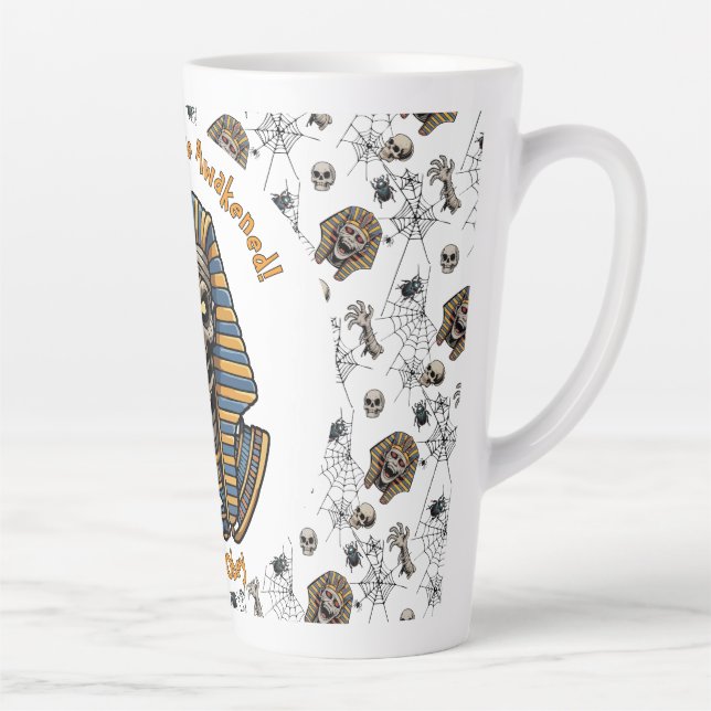 Caneca De Café Latte 🤍 White Pharaoh Mummy Mug 🎃 ☕ 👑 (Direita)