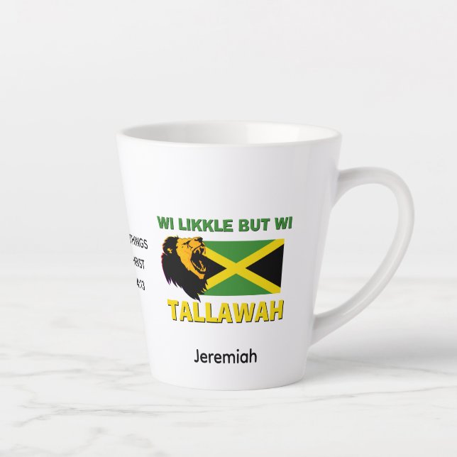 Caneca De Café Latte WI GOSTA MAS WI TALLAWAH personalizou a Jamaica (Direita)