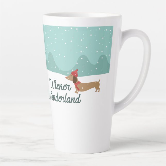 Caneca De Café Latte Wiener Wonderland Dachshund Gift Doxie Pais Mães (Direita)