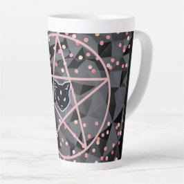 Caneca De Café Latte WiizyWitch Magic Witch Cosmic Cat Pentacle Magick
