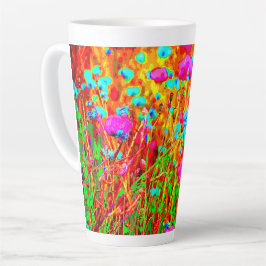 Caneca De Café Latte Wild Meadow em Bloom Pop Art