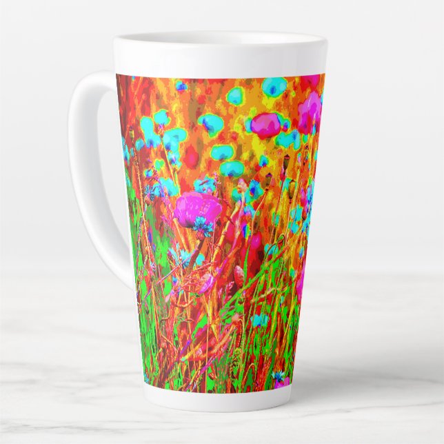 Caneca De Café Latte Wild Meadow em Bloom Pop Art (Ângulo esquerdo)