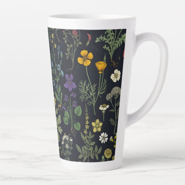 Caneca De Café Latte Wildflowers collage (Direita)