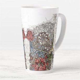 Caneca De Café Latte William morris flores elegante ilustração floral