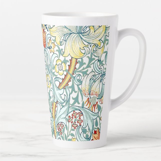 Caneca De Café Latte William Morris Ouro Lily Floral Patterno (Direita)