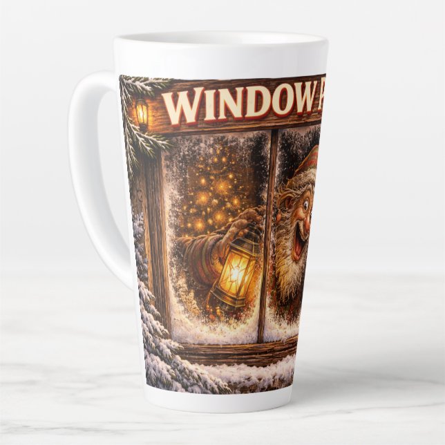 Caneca De Café Latte Window Peeper Icelandic Yule Lad  (Ângulo esquerdo)