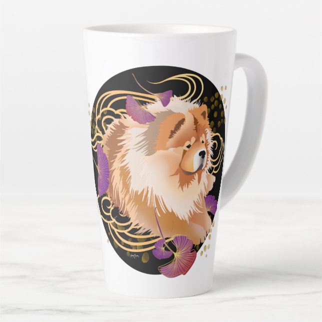 Caneca De Café Latte WINDSONG - Chow 17 onça Latte caneca (Ângulo direito)