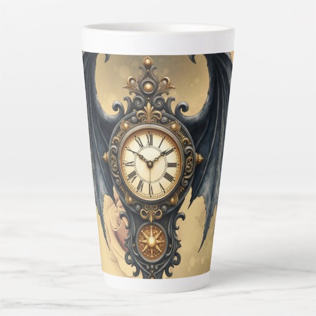 Caneca De Café Latte Wings of Eternity – The Timeless Guardian.  (Frente)