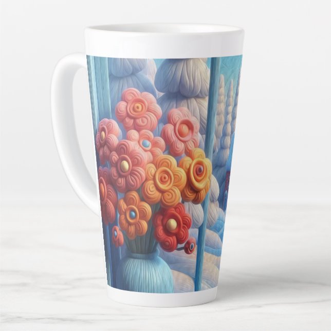 Caneca De Café Latte Winter Bloom Window  (Ângulo esquerdo)