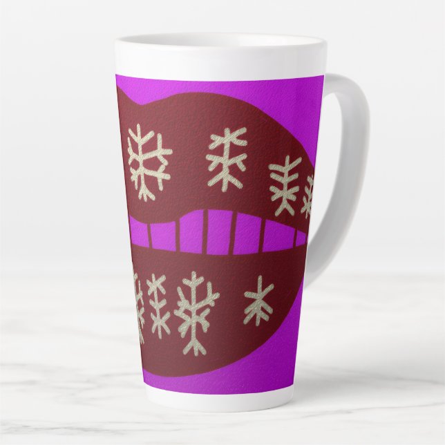 Caneca De Café Latte Winter Holiday Smile (Ângulo direito)
