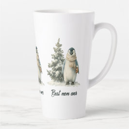 Caneca De Café Latte Winter Penguin “Best Mom Ever” Design