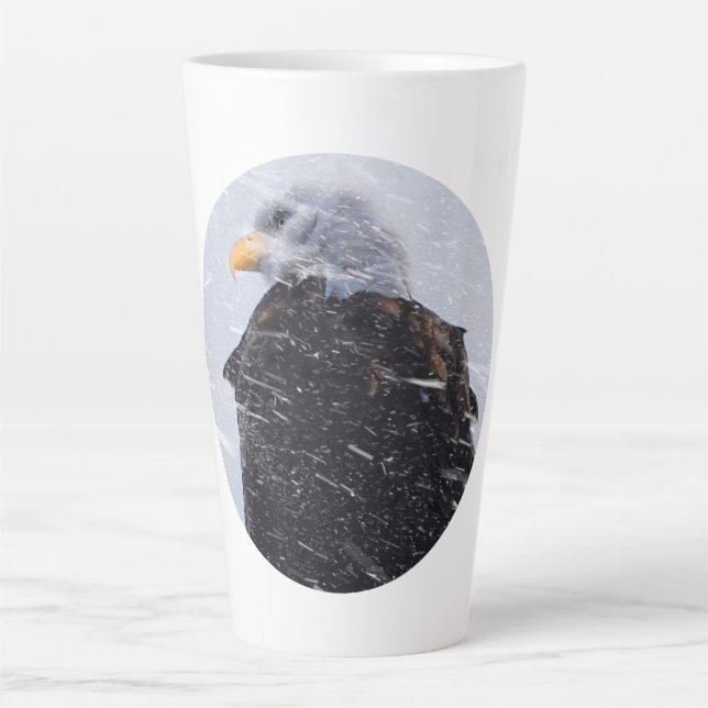 Caneca De Café Latte Winter Storm Bald Eagle (Frente)