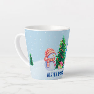 Caneca De Café Latte Winter Wonderland Snowman Casal Latte Mug