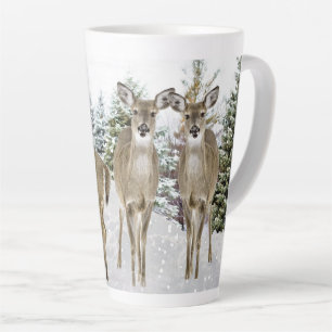 Caneca De Café Latte Winter Wonderland Whitetail Deer