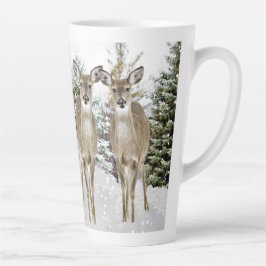 Caneca De Café Latte Winter Wonderland Whitetail Deer