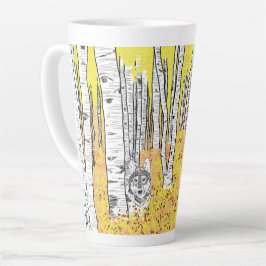 Caneca De Café Latte Wolf In Autumn Woods