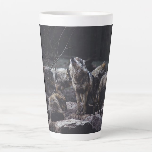 Caneca De Café Latte Wolf Pack (Frente)