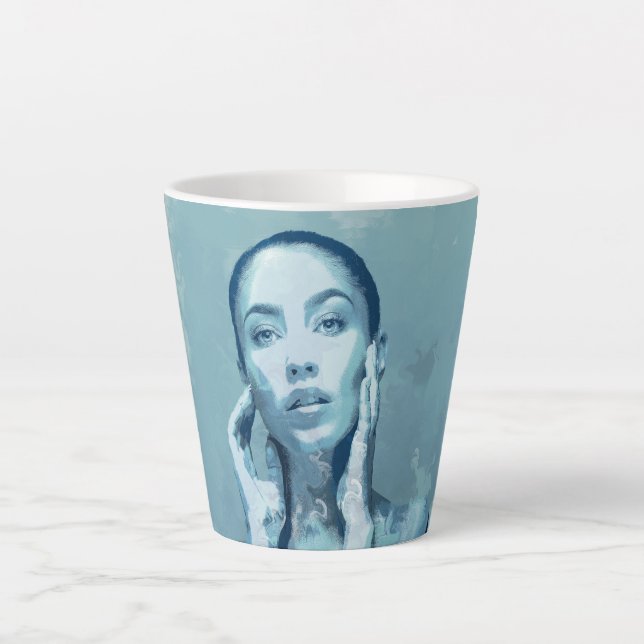 Caneca De Café Latte "Woman in Blue" (Frente)