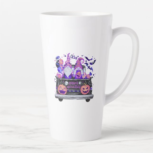 Caneca De Café Latte Woman in Halloween Gnomes Pickup (Direita)