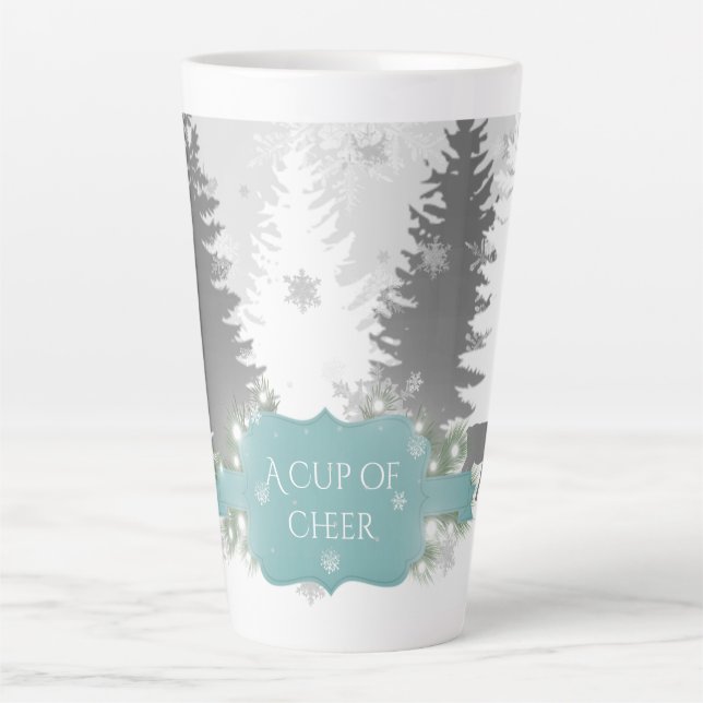 Caneca De Café Latte Wonderland Latte Mug de inverno - Teal (Frente)