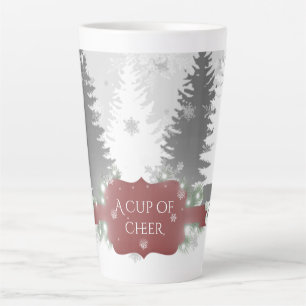 Caneca De Café Latte Wonderland Latte Mug de inverno - Vermelho