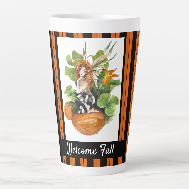 Caneca De Café Latte Woodland Fall Harvest Elf (Frente)