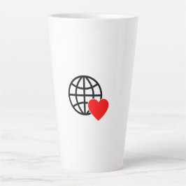 Caneca De Café Latte World Love Globe Icon | Heart Earth Summer Design