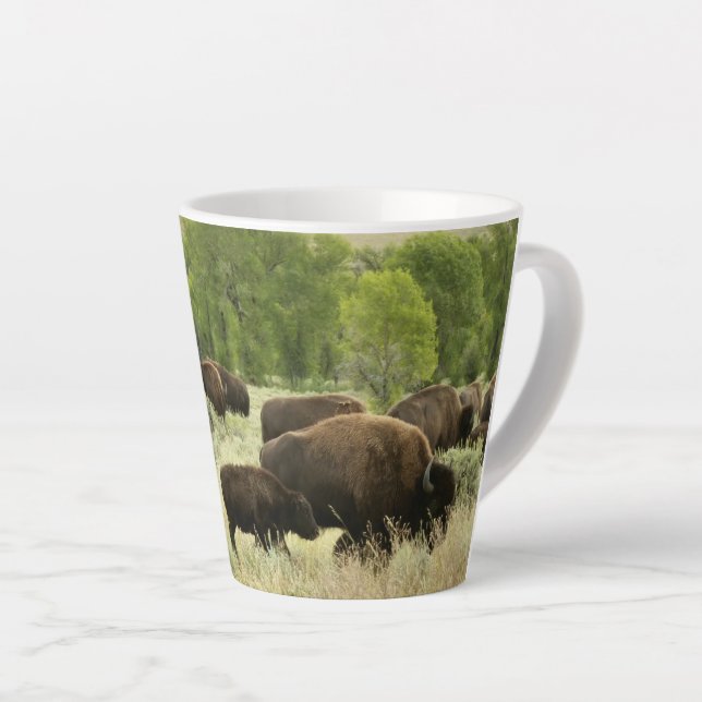 Caneca De Café Latte Wyoming Bison Nature (Ângulo direito)