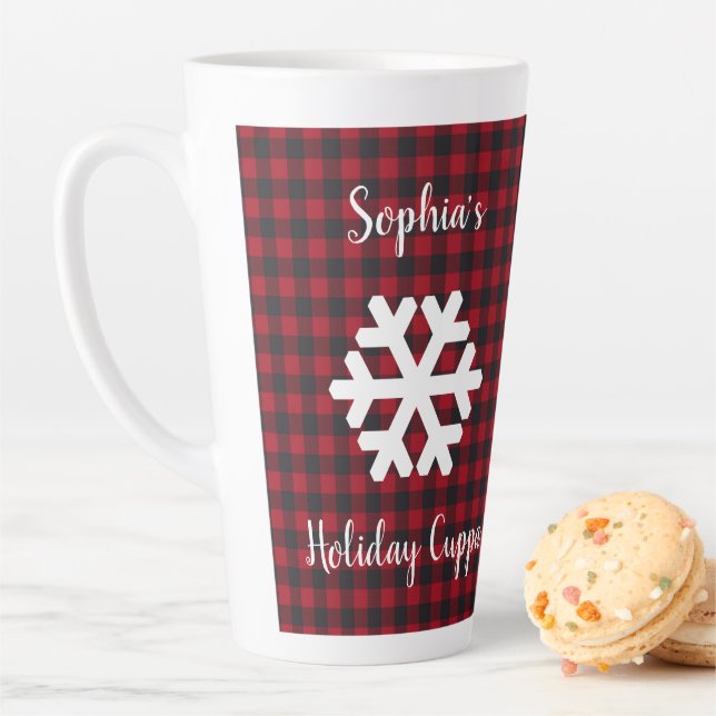 Caneca De Café Latte Xadrez Buffalo Snowflake Latte Mug - Personalizado (In Situ)