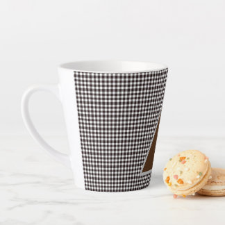 Caneca De Café Latte Xadrez Chic Personalizado Monograma