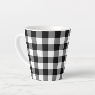 Caneca De Café Latte Xadrez de Búfalo Preto e Branco