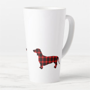 Caneca De Café Latte Xadrez de Dachshund Buffalo