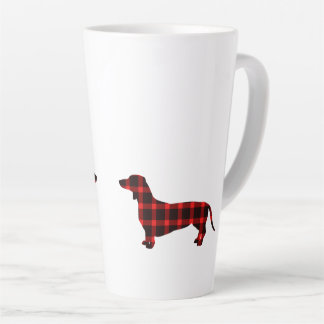 Caneca De Café Latte Xadrez de Dachshund Buffalo