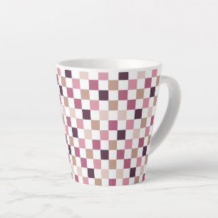 Caneca De Café Latte Xadrez Mosaico Minimalista Roxo e Marrom