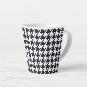 Caneca De Café Latte Xadrez Preto e Branco Clássico