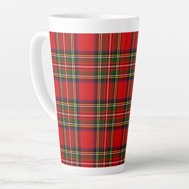 Caneca De Café Latte Xadrez Real Stewart Clan Tartan (Ângulo esquerdo)