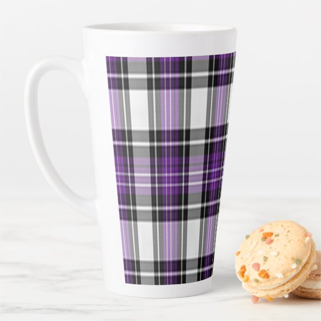 Caneca De Café Latte Xadrez Roxo E Preta (In Situ)