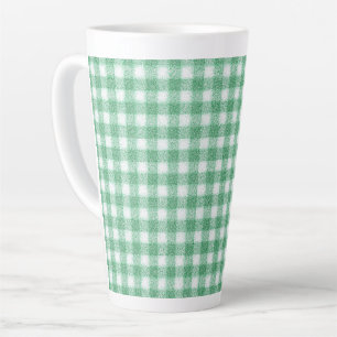 Caneca De Café Latte Xadrez Verde Menta Infantil
