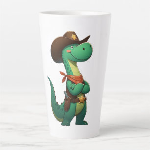 Caneca De Café Latte Xerife/vaqueiro de dinossauro bonito