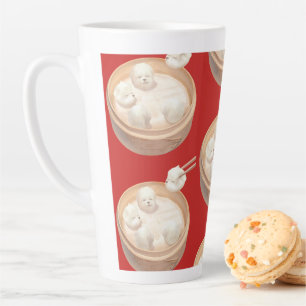 Caneca De Café Latte Xiao Long Bao - Ilustração Cuta
