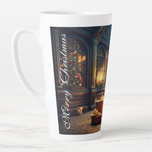 Caneca De Café Latte Xmas Motif com presentes na árvore de Natal