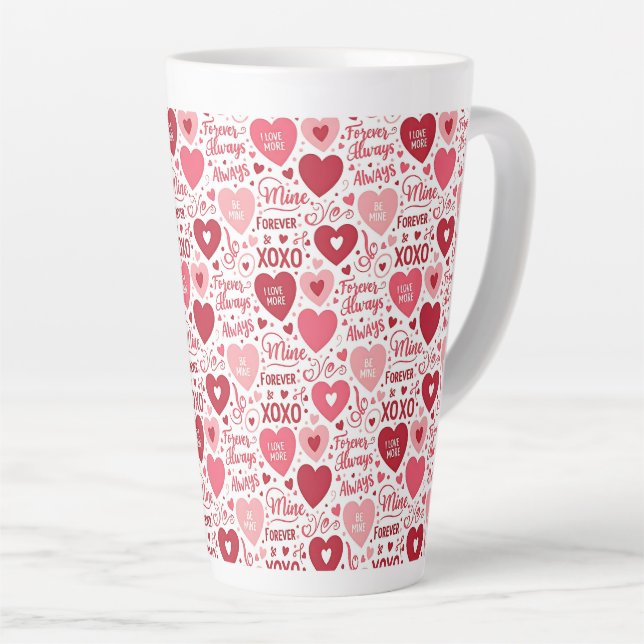 Caneca De Café Latte XOXO & Sempre Minha  (Ângulo direito)